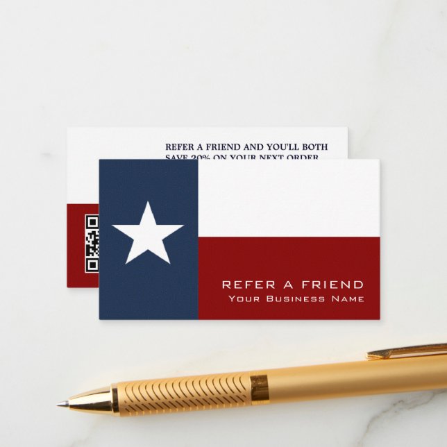Cartão De Informações Texan Flag, Texas Business Reference Card (Frente/Verso In Situ)