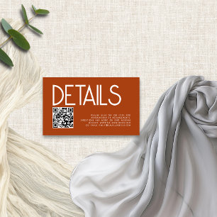 Cartão De Informações Texto Moderno Código QR Terracotta Detalhes do Cas