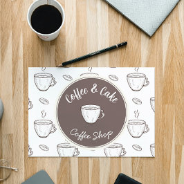 Cartão De Informações Thank you and Logo Card for Small Coffee Shop