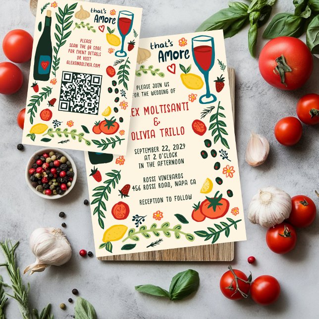Cartão De Informações That's Amore Italian Food CUSTOM Wedding QR code (That's Amore Italian Food CUSTOM Wedding QR code Enclosure Card
)