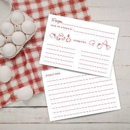 Cartão De Informações That's Amore Red Doodle Recipe Card