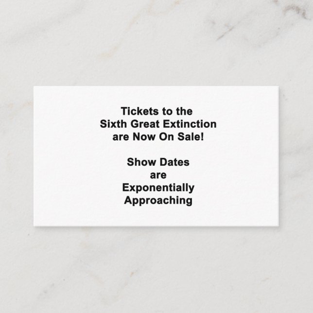 Cartão De Informações The Sixth Great Extinction Enclosure Card (Frente)