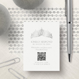 Cartão De Informações Tiara Crown Quinceanera QR RSVP