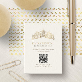 Cartão De Informações Tiara Crown Quinceanera QR RSVP
