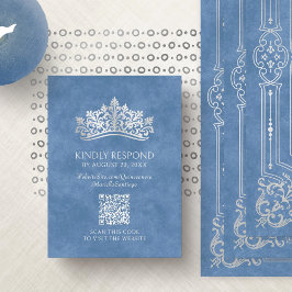 Cartão De Informações Tiara Crown Quinceanera QR RSVP