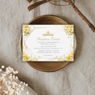 Cartão De Informações Tiaro Floral Borboletas Amarelo Dourado Quinceañer