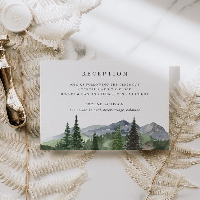 Cartão De Informações Timberline | Mountain Forest Wedding Reception (Criador carregado)