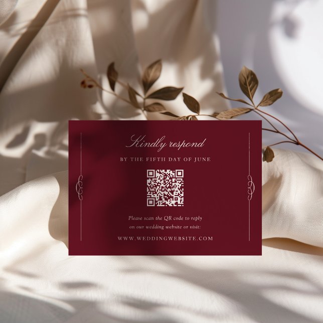 Cartão De Informações Timeless Elegance Wedding QR Code RSVP (Criador carregado)