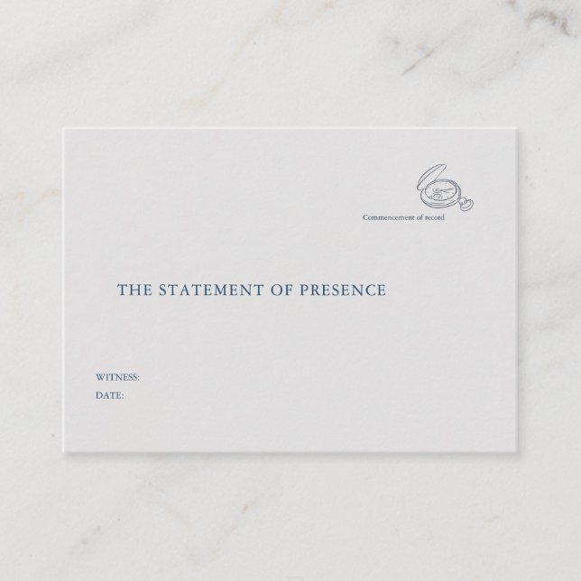 Cartão De Informações Timepiece- Minimalist Marriage Witness Enclosure (Frente)