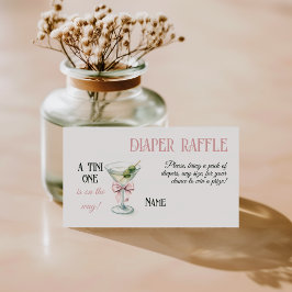 Cartão De Informações Tini One Martini Bow Girl Baby Shower Diaper