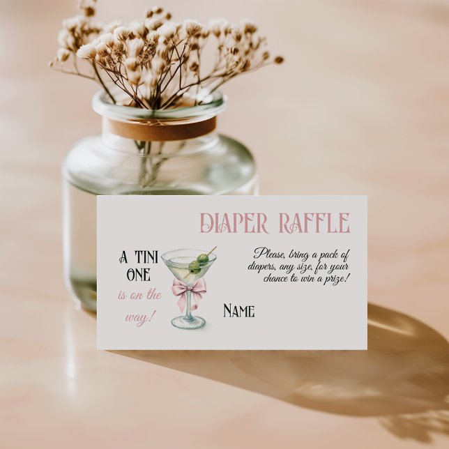 Cartão De Informações Tini One Martini Bow Girl Baby Shower Diaper (Criador carregado)