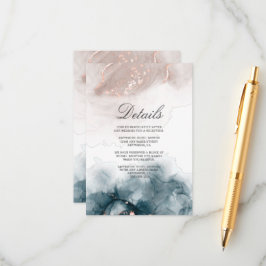 Cartão De Informações Tinta de Álcool Moderna Elegante Dourada Blush Azu