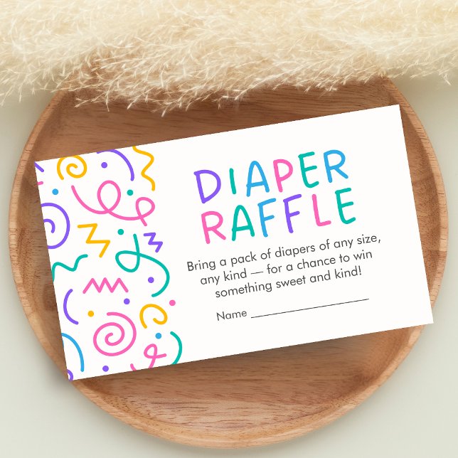 Cartão De Informações Tiny Human Shindig Baby Shower Diaper Raffle (Retro Tiny Human Shindig Baby Shower Diaper Raffle)