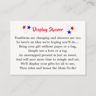 Cartão De Informações Tio Patriótico, Tio Sam, Chá de fraldas Americano