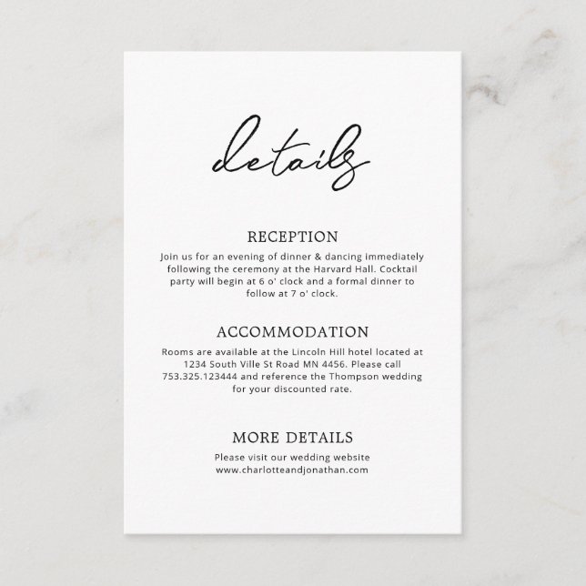 Cartão De Informações Tipografia Clássica (Frente)