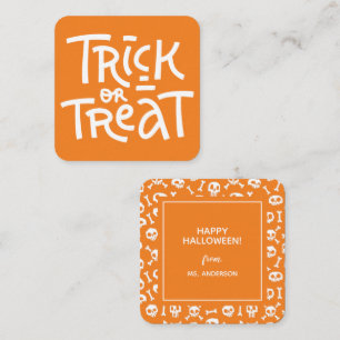 Cartão De Informações Tipografia Cuta Moderna Trick Ou Treine Halloween