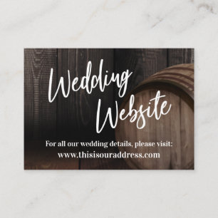 Cartão De Informações Tipografia de site de casamento em barril de madei