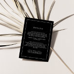 Cartão De Informações Tipografia minimalista | Detalhes do Casamento Pre<br><div class="desc">Esta carta de detalhes de casamento preto-escuro da tipografia minimalista é perfeita para um casamento simples. A design romântica moderna apresenta tipografia clássica entre preto e branco. Personalizável em qualquer cor. Mantenha o design simples e elegante,  como está,  ou personalize-o adicionando seus próprios gráficos e trabalhos de arte.</div>