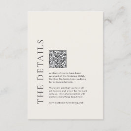 Cartão De Informações Tipografia Moderna Casamento QR Code Bege Elegante