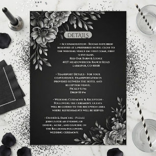 Cartão De Informações Tipografia Moderna Monocromática Preto Branco Flor