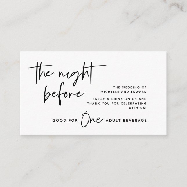 Cartão De Informações Tíquete de bebida, Bebida de adulto, Preto e Branc (Frente)