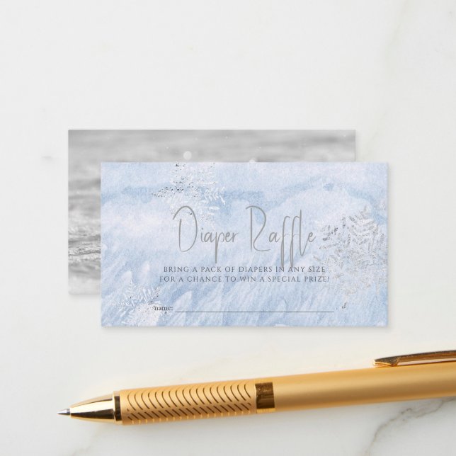 Cartão De Informações Tíquete de Fralda Azul de Prata Congelada (Frente/Verso In Situ)