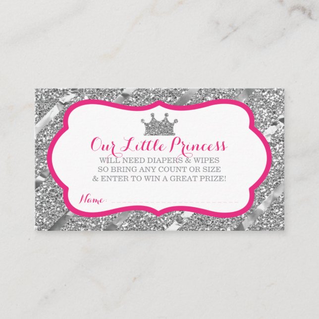 Cartão De Informações Tíquete de Fralda da Princesa Raffle, Faux Glitter (Frente)