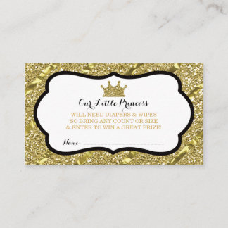 Cartão De Informações Tíquete de Fralda da Princesa Raffle, Faux Glitter