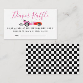 Cartão De Informações Tíquete de Fralda de Carro Race Rosa