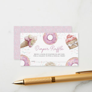 Cartão De Informações Tíquete de Fralda rosa e Rosquinha de bebê Cupcake