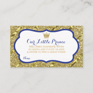 Cartão De Informações Tíquete de Raffle da Fralda Príncipe, Faux Glitter