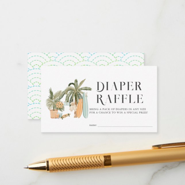 Cartão De Informações Tíquete de Raffle para Fralda de Chá de fraldas de (Frente/Verso In Situ)