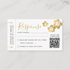 Cartão De Informações Tíquete Mini QR RSVP de Embarque de Casamento no H