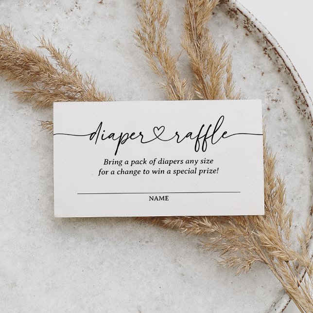Cartão De Informações Tíquete Raffle de Fralda de Script Moderno (Criador carregado)