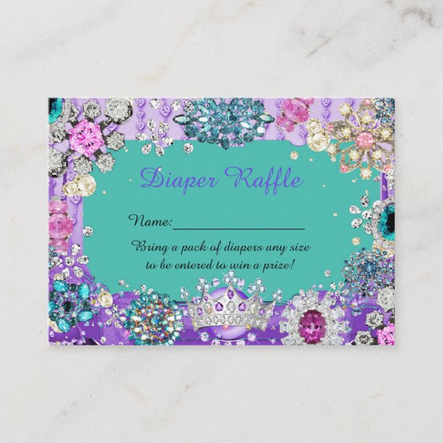 Cartão De Informações Tíquetes de Fralda da Princesa Raffle, joias (Frente)