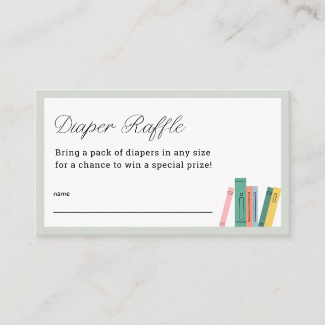 Cartão De Informações Tíquetes de Fralda de Tema do Livro (Frente)