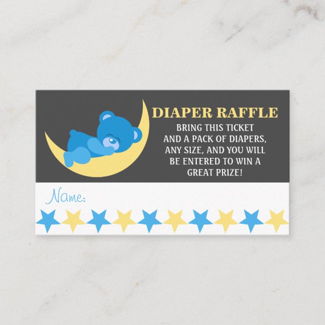 Cartão De Informações Tíquetes de Fralda de Urso-Menino Azul (Frente)