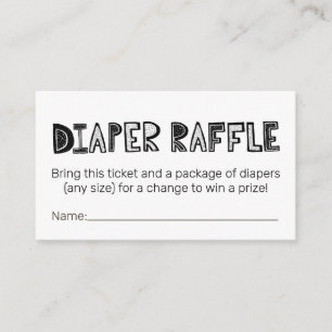 Cartão De Informações Tíquetes de Raffle de Fralda-branca