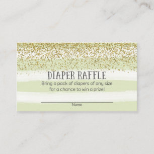 Cartão De Informações Tíquetes de Raffle de Fralda Dourada e verde