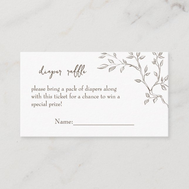 Cartão De Informações Tíquetes de Raffle fralda (Frente)