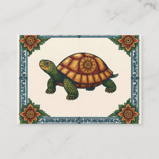 Cartão De Informações Título: Arte de Tartaruga Ornamental em Estilo Vin