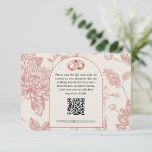 Cartão De Informações Toalete Floral Francesa Vermelha Rica Código QR Fl