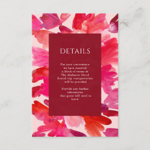 Cartão De Informações Todos os Detalhes Do Casamento Vermelho Cor de Águ