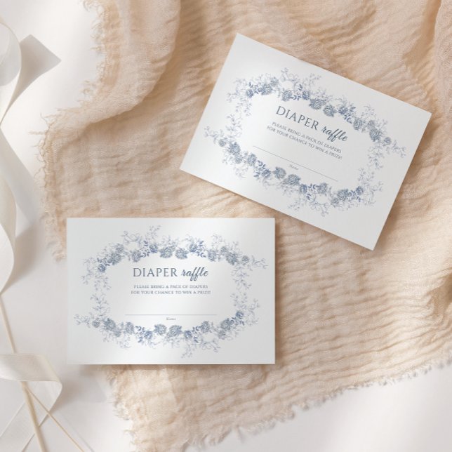 Cartão De Informações Toile de Jouy Blue Chinoiserie Fralda Raffle (Criador carregado)