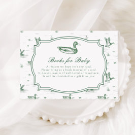 Cartão De Informações Toile Mallard Duck Neutral Gingham Baby Shower