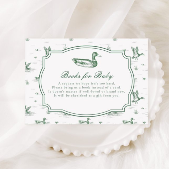 Cartão De Informações Toile Mallard Duck Neutral Gingham Baby Shower (Criador carregado)