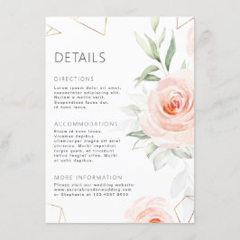 Cartão De Informações Tons Pastel Rosa Geométrico Detalhes de Casamento