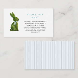 Cartão De Informações Topiary Bunny Rabbit Boy Baby shower book request