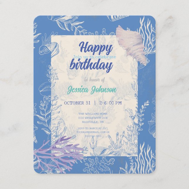 Cartão De Informações Torre azul Elegante do oceano (Frente)