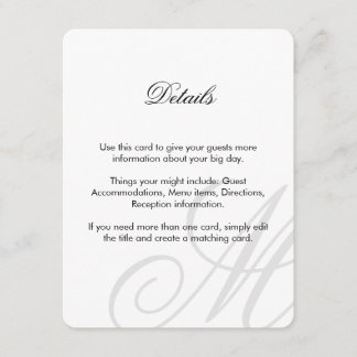 Cartão De Informações Torre Preta | Preto e Branco | Inserir placa